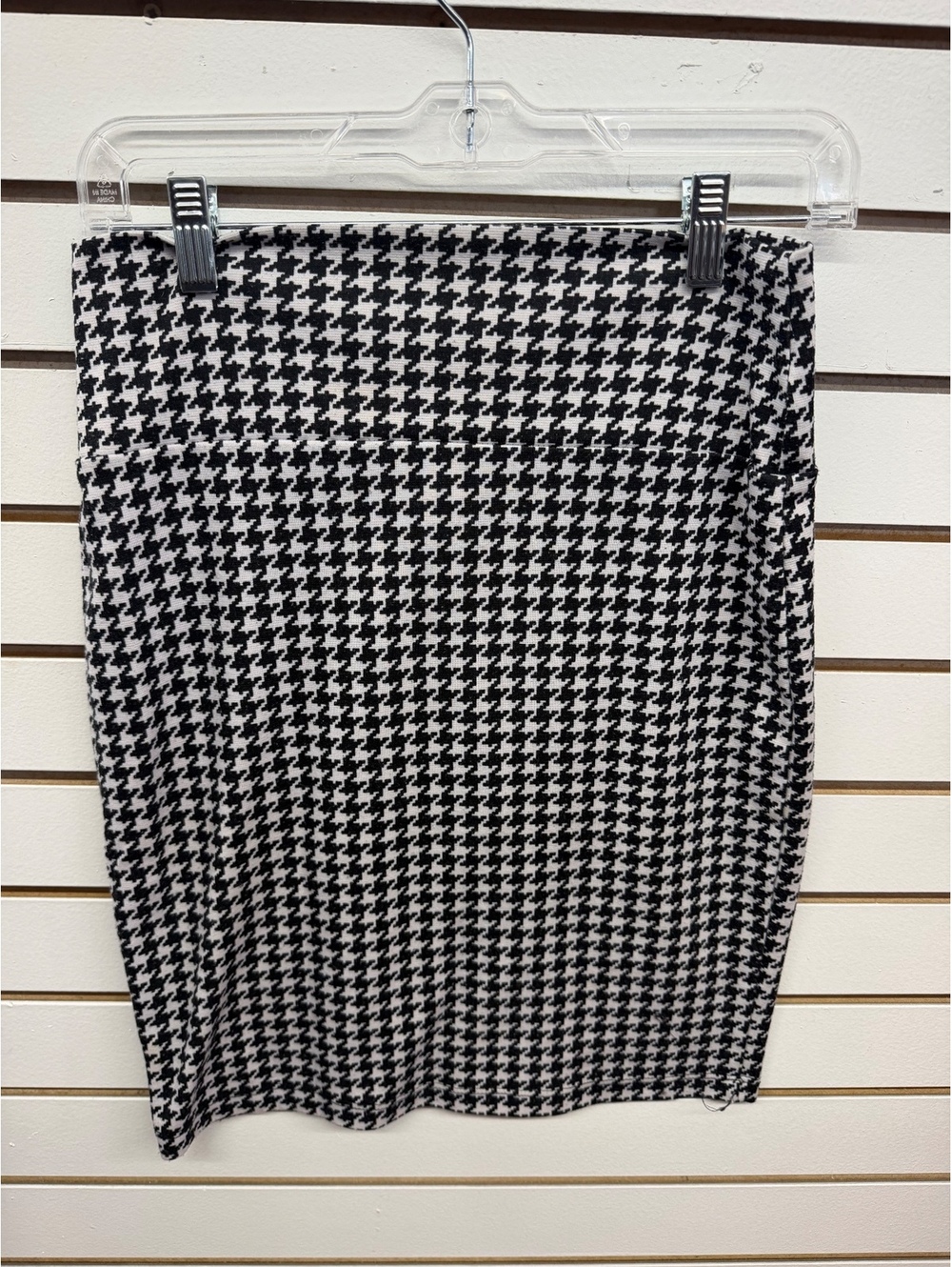 Dots Black White Houndstooth Pencil Skirt Stretch Career Workwear